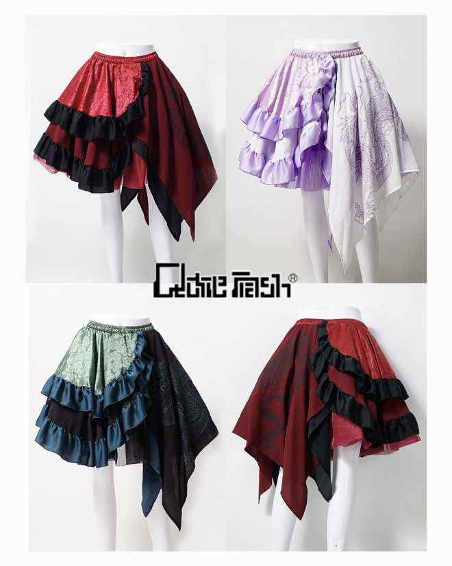 QutieFrash フレアパニエスカート ブルー - フレアスカート 