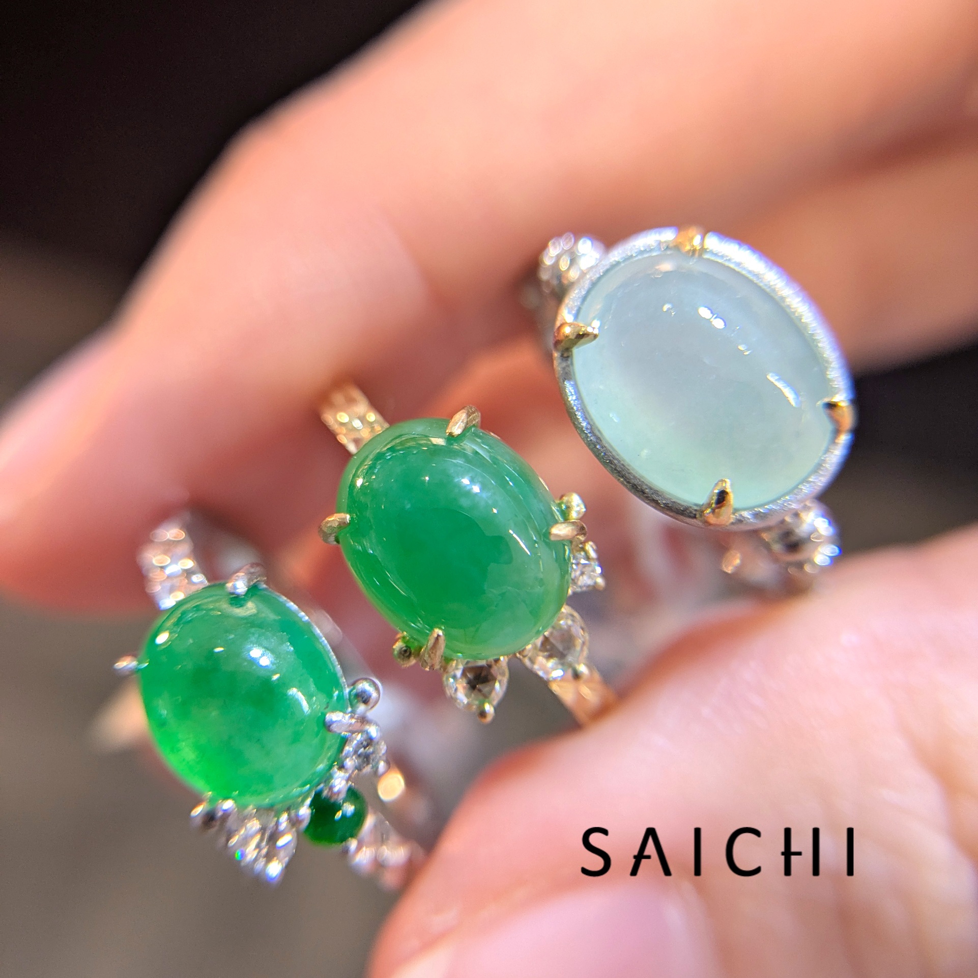 K18 Couch 翡翠 ダイアモンド リング | SAICHI JEWELRY