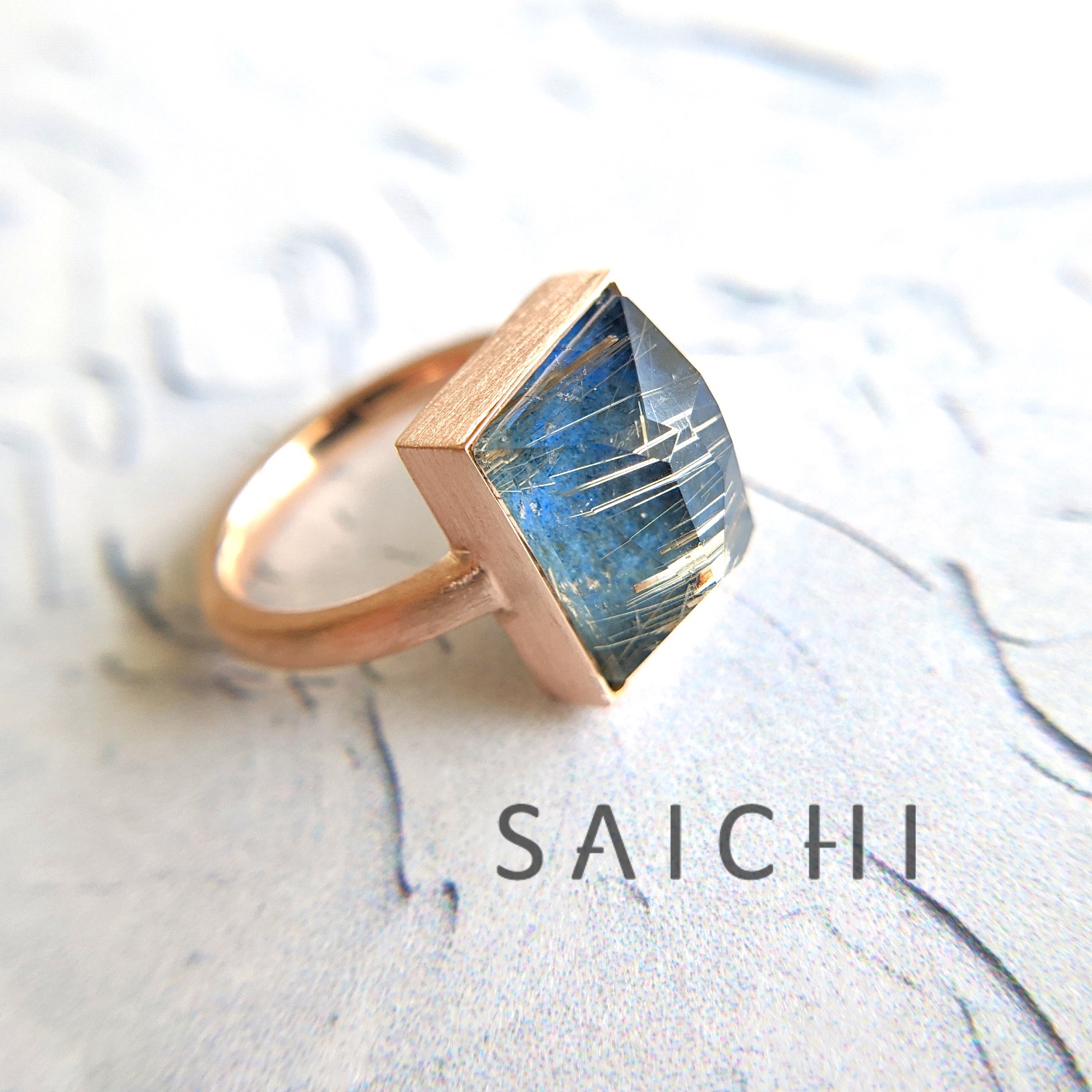 K18PG ルチルクォーツ×ラピスラズリ リング | SAICHI JEWELRY