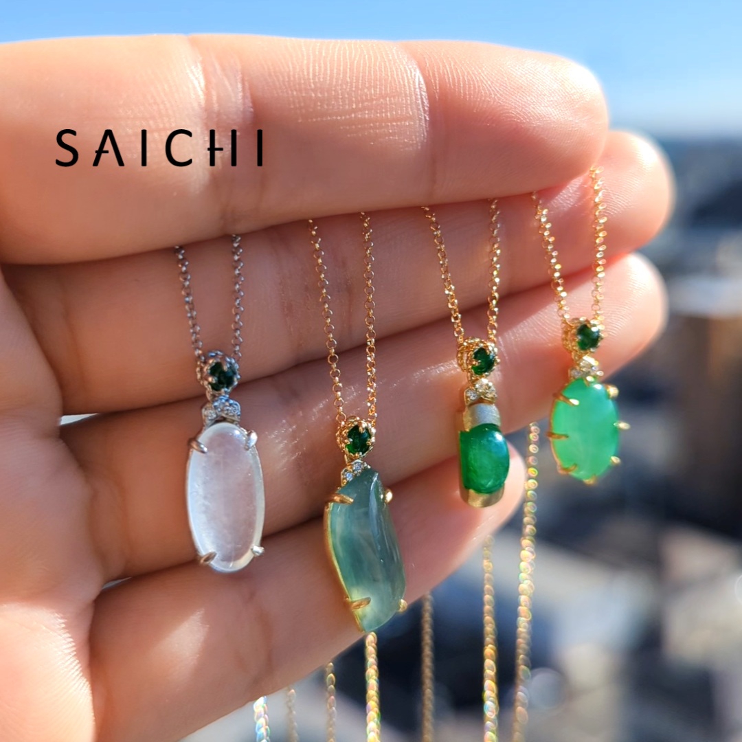 ひすい・翡翠 ダイヤモンドリング JD 0.838ct D 0.38ct K18YG