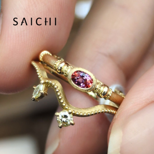 K18 Perfumebottle パパラチアサファイア リング | SAICHI JEWELRY