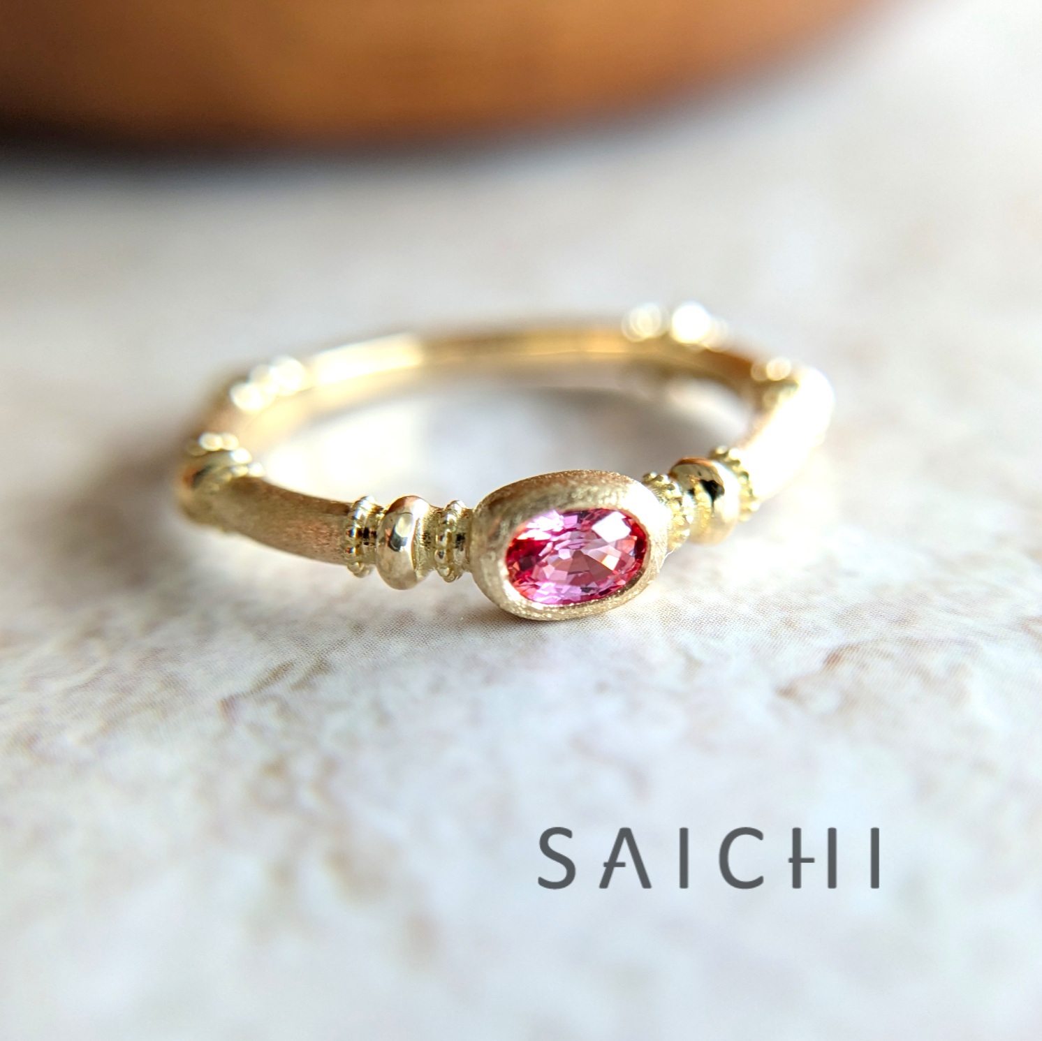 K18 Perfumebottle パパラチアサファイア リング | SAICHI JEWELRY