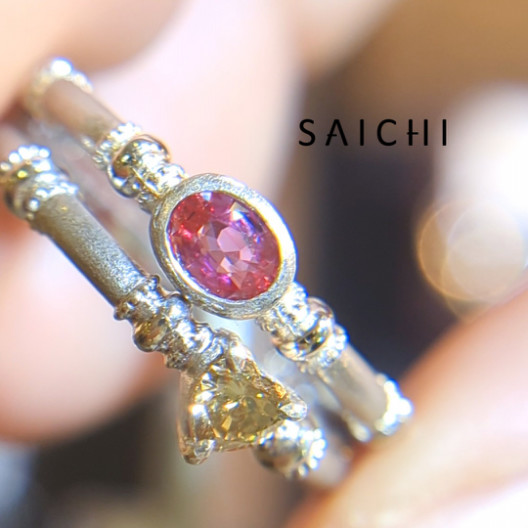 PT950 Perfumebottle パパラチアサファイア リング | SAICHI JEWELRY