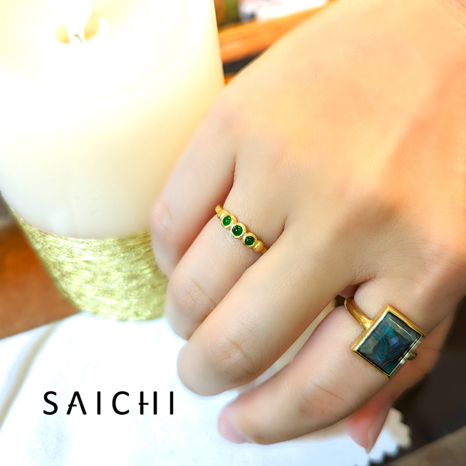 K18 Ornament ロウカン翡翠 リング | SAICHI JEWELRY