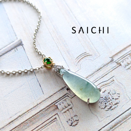 PT/K18 翡翠 ダイアモンド ネックレス | SAICHI JEWELRY