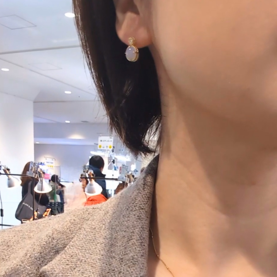 翡翠ダイヤモンドピアス K18 翡翠 ダイアモンド ピアス | SAICHI JEWELRY