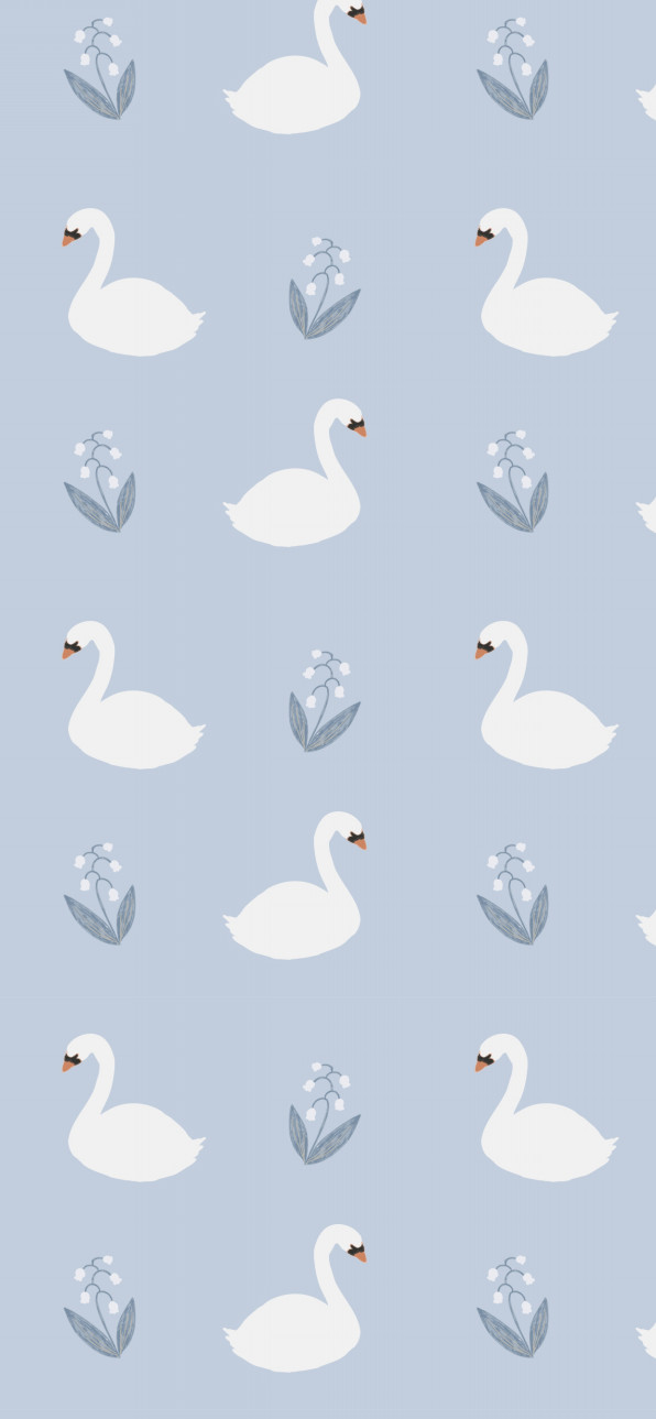 白鳥と花のスマホ壁紙 Rena Illustration