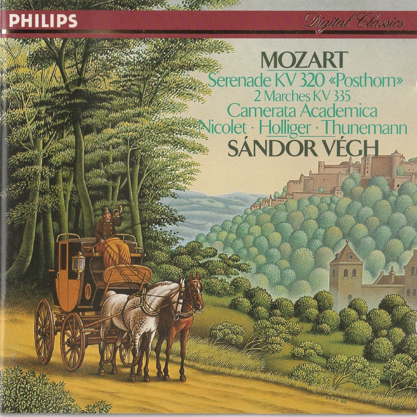 バロック音楽のようにアンサンブルが楽しめるモ ーツァルトの「ポスト・ホルン・セレナーデ」。超一流 ソリスト、ニコレ、ホリガー、トゥーネマンの