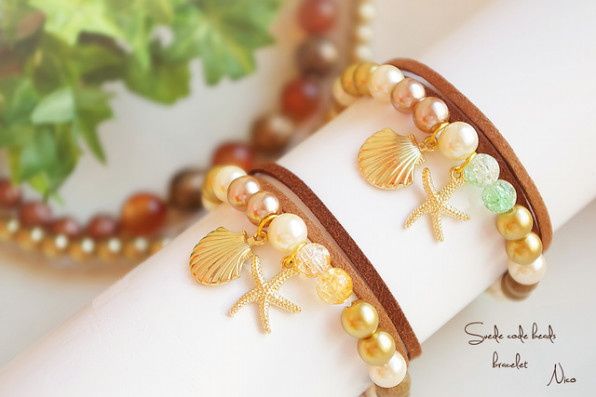 3way スエードコードとパール ビーズのブレスレット Nico S Accessory