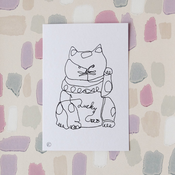 生活芸術 一筆書きの招き猫ポストカード Reiko Takeshima 生活芸術 一筆書きの招き猫ポストカード Reiko Takeshima
