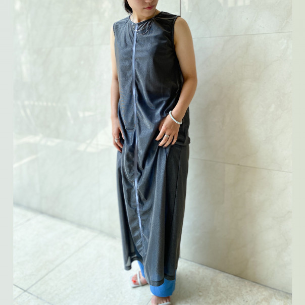 Styling ] 14-7208 キラキラナイロントリコット シアーワンピース 