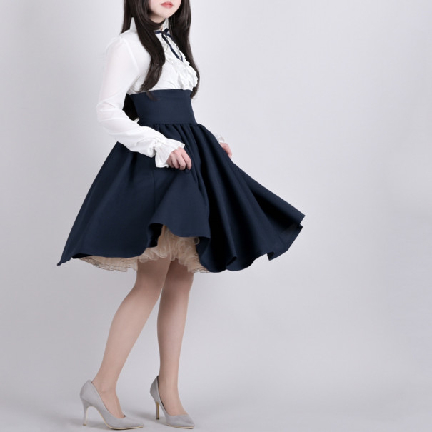 新作】二次元と運命が交差するスカート ベージュ／【限定】ネイビー  