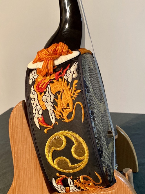 送料無料!!良品!沖縄三線《盛三線店作/黒木与那城型三線》透明塗