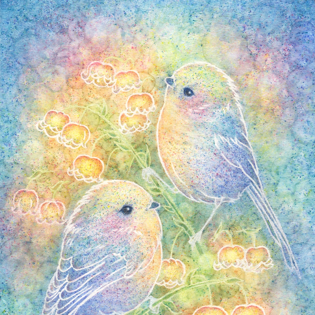 幻想の世界・鹿と三日月【アクリル画】原画・イラスト・幻想的