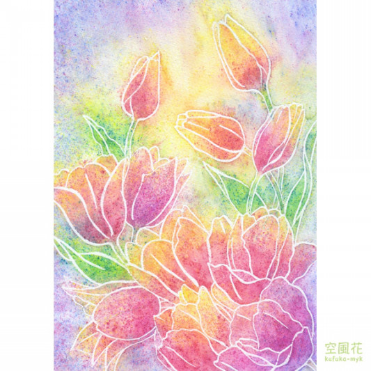 チューリップ 3月の誕生花 空風花 Illustration Design チューリップ 3月の誕生花 空風花 Illustration Design