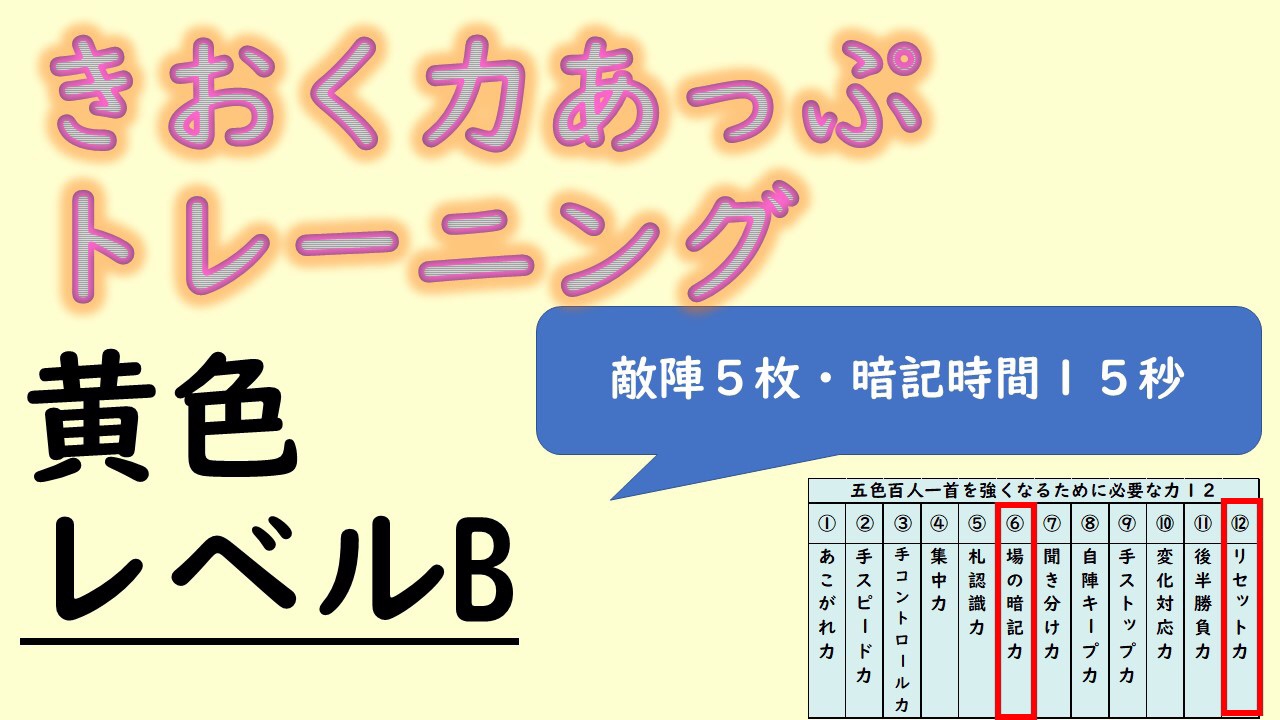 きおく力あっぷトレーニング オンライン練習会メニュー紹介 中川知浩のオンライン五色百人一首教室