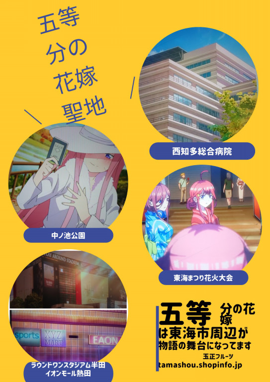 五等分の花嫁 聖地巡礼 中ノ池公園 西知多総合病院 愛知県東海市 玉正フルーツ 五等分の花嫁 聖地巡礼 中ノ池公園 西知多総合病院 愛知県東海市 玉正フルーツ