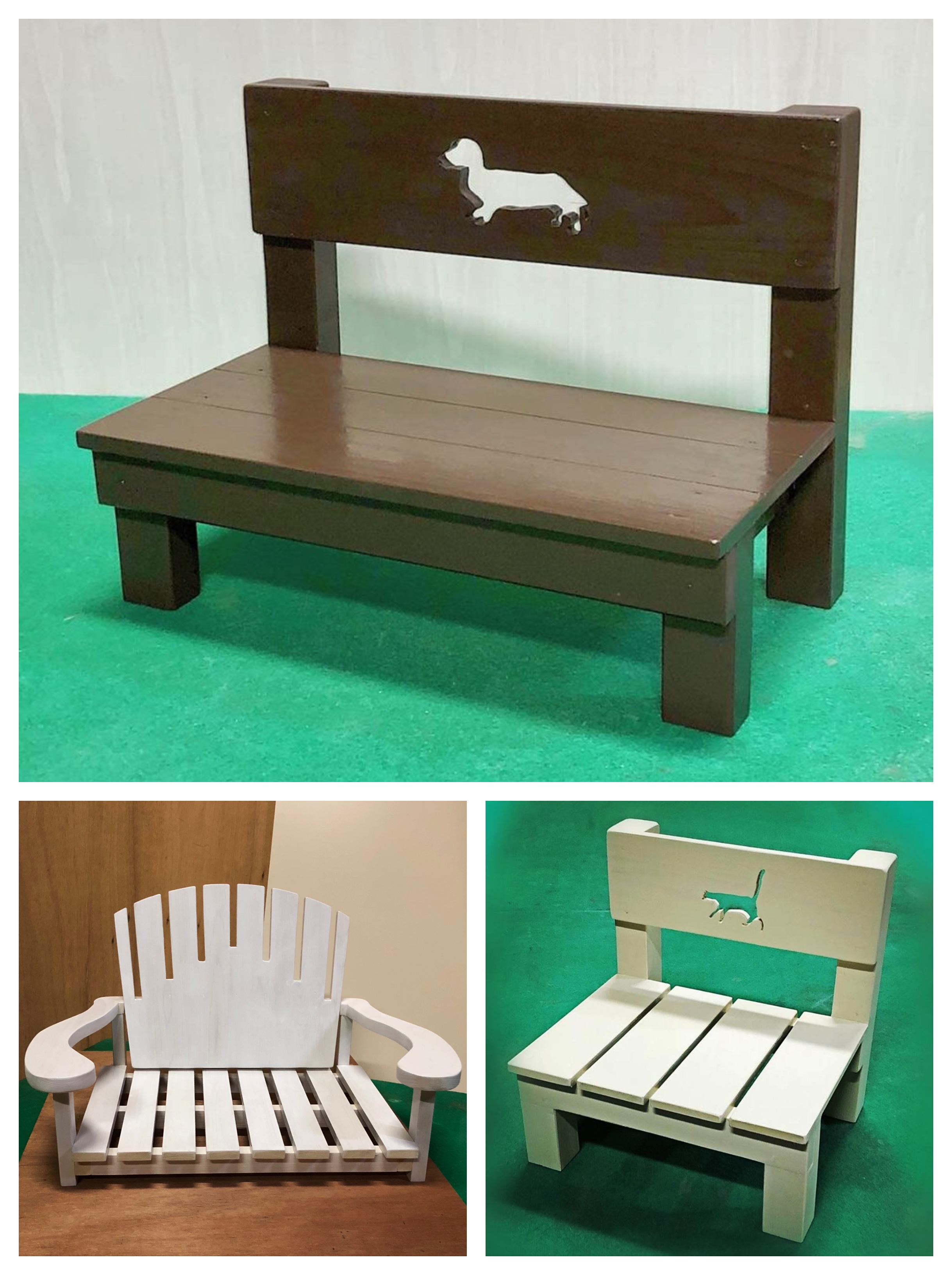 わんちゃん撮影会折り畳みベンチ 受注製作•Mサイズクローバー🍀リーフ•白・わんちゃん撮影会用