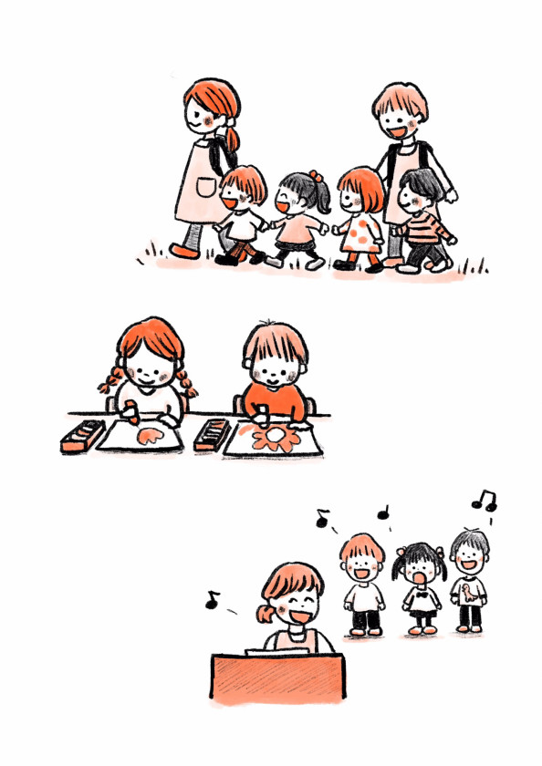 モノクロ 2色カットイラスト Sayakamori Illustration