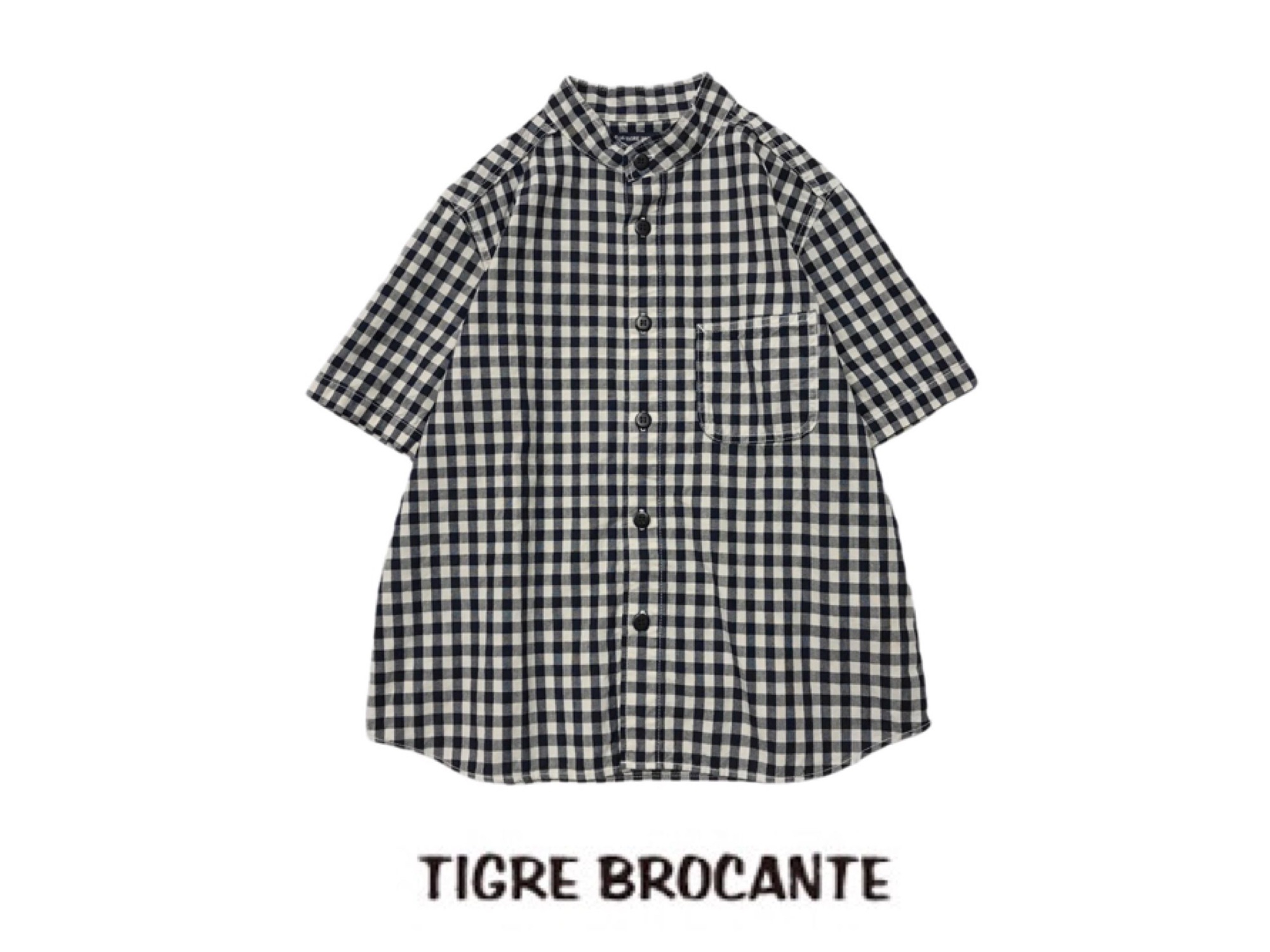 TIGRE BROCANTE インディゴ ギンガム チェック シャツ Lゆったり New Arrival | TIGRE BROCANTE インディゴギンガムチェックバンド