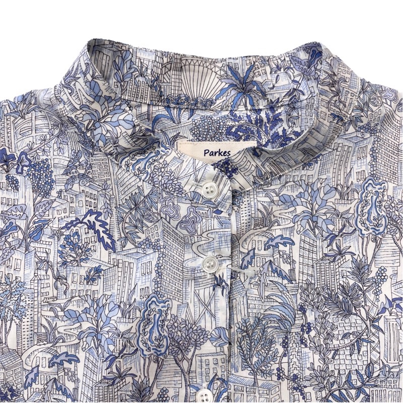 新入荷|リバティプリントバンドカラー長袖ブラウス|grasol
