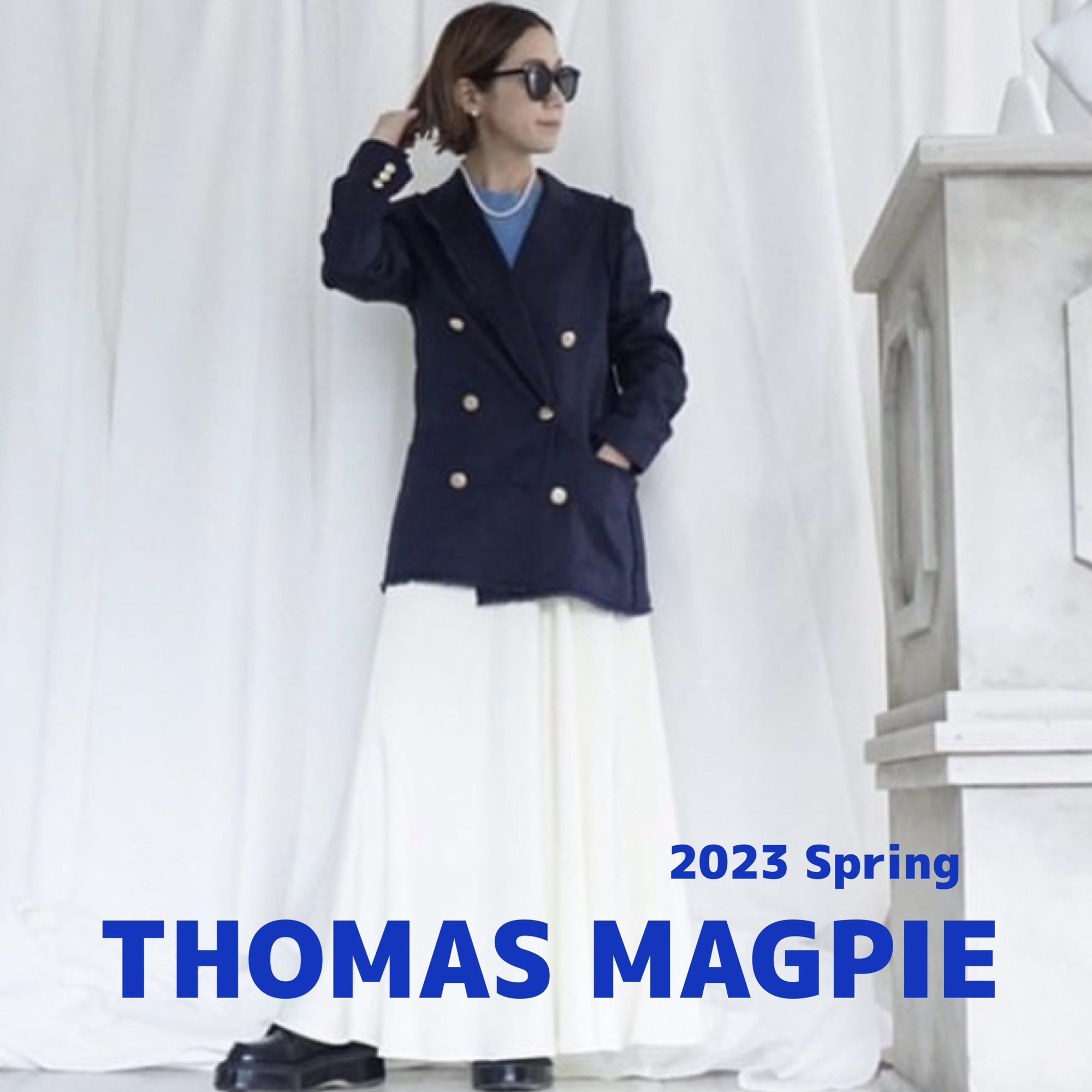 THOMAS MAGPIE　ノーカラーデニムジャケット